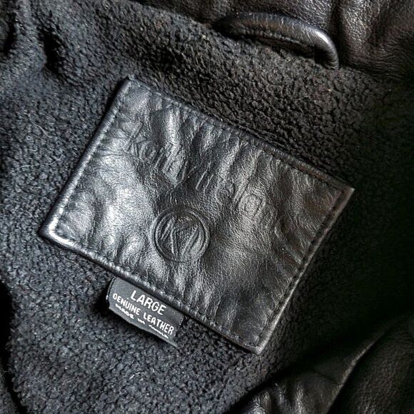 Vintage 1990s Kathy Ireland Motorcycle Jacket Leather Black Zip Front Size Large - Picture 8 of 11
